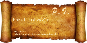 Paksi István névjegykártya